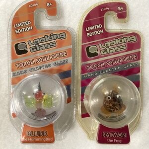 Looking Glass Torch Sculptures. HUMMING BIRD and FROG  NEW